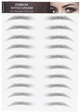 6D Eyebrow Tattoo Stickers, Eyebrow Shaping Stencils, Women's Semi Permanent Hair-Like Waterproof False Eyebrows Eyebrow Transfer Sticker in Arch Style for Women(BLACK-06)