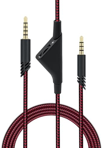 Mcbazel Replacement Audio Aux Cable Cord with Volume Control for Astro A10/A30/A40 Gaming Headset PS5/PS4/Xbox One/Xbox Series S/X/PC/Smartphone via a 3.5mm jack – Black&Red(2M)