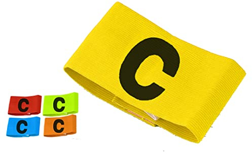 TROTH Captain's Armbands - Adult & Youths Elastic Sports Arm Band - Adjustable Captain Armbands for Football, Soccer, Hockey, Rugby etc. (Yellow, Adult (1 Pack))