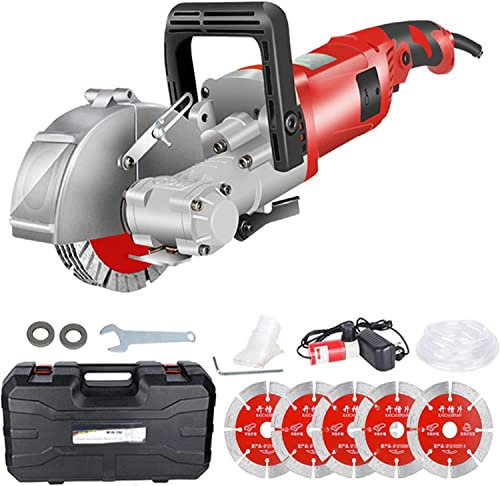 GBHJJ Scanalatore da Muro scanalatrice, Scanalatore Elettrica scanalatrice da Muro Include 5 Dischi diamantati 115 mm 4000W Nessuna Polvere Industriale Parete Scanalatrice,Rot-125MM