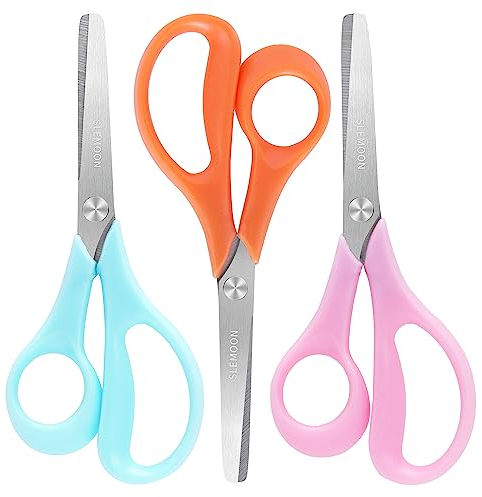 Kinderscheren-Set für Linkshänder, 12,7 cm, 3-teilig, geeignet für Kinder im Alter von 3–5, 4–6, 6–8, Kinder-Bastelschere mit stumpfer Spitze, Edelstahl-Klingen, ideal für Schule, Klassenzimmer,