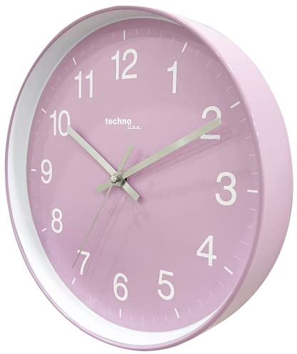 Technoline WT7530 analoge Wanduhr OHNE Ticken, Quarz, 25cm, rosa/weiß