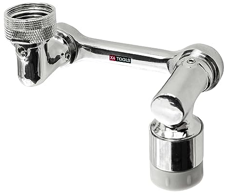 Wasserhahn-Verlängerung mit 3x 360° drehbaren Gelenken, einstellbarer Schwenkarmspannung, 2 Wassermodi und 3 Gewindetypen, von X4-TOOLS
