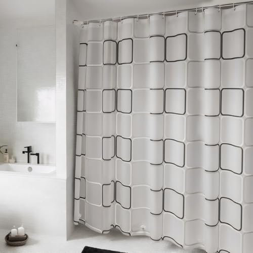 Litinliv Tenda per Doccia,Tende da doccia resistenti alla muffa,Grandi Quadrati Modello Extra Lungo PEVA Tende da Doccia, Lavabile Tenda Vasca da Bagno con 12 Ganci (180CM X 180CM)