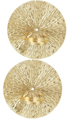 Alipis 2Pcs Gold Candle Trays Round Metal Candleholders Wall Mounted for Home Decor Living Room Bedroom Sconces