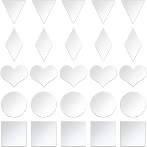 SOFPLATE 1 scatola 250 pezzi 5 stili Piccole Piastrelle A Specchio Mosaico Piastrelle A Specchio Autoadesive Mini SpecCHIs Acrilici Adesivi per Pareti Casa Cucina Camera Da Letto Decorazione Forniture