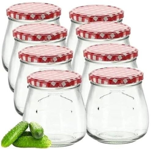 lilawelt24 8 Vorratsgläser-Sturzgläser Set | Füllmenge 500 ml Einweckgläser mit Schraub-Deckel |Marmeladengläser|Joghurtgläser|Weckgläser| Tulpenglas Dessertglas