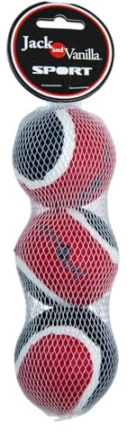 Jack and Vanilla, Jouet pour Chien Balle de Tennis, Lot de 3, Résistante, Taille 6,3 cm, Modèle Balboa, n'abime Pas Les Dents, pour l'Extérieur, la Plage, pour Toutes Races de Chien