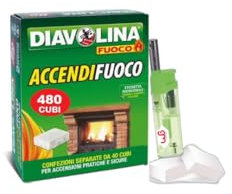 Diavolina Accendifuoco Classico,il n.1 in Italia, Accensione Istantanea Pratica Sicura per Camino, Stufa, Legna, Barbecue con Accendino GM (480)