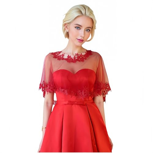 Proumhang Dam Bröllop Chiffong Sjalar & Wraps – Brudslöja Cape för Brudtärnor,Studentbal och Fester Elegant Chiffon Stola,Halsduk och Capes Perfekt Festaccessoar En storlek