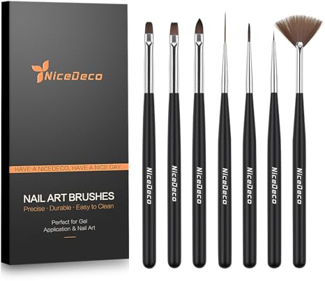 Nicedeco Nagelborstar, 7 stycken nagelkonstpennor nagelborste, målning ritning carving manikyr linjeverktyg för manikyr design hem vardagsrum gör-det-själv dekoration