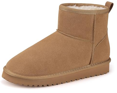 Mishansha Winterschuhe Damen Boots Gefüttert Stiefeletten Warm Winterstiefel Khaki 38 EU