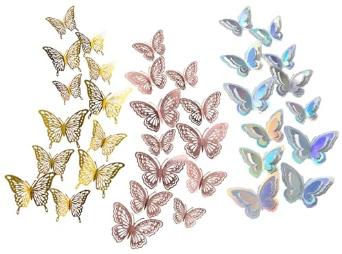 36 3D a Forma di Farfalla Farfalle 3D da Parete Farfalle Decorative Adesivi da Parete per Stanza Regali per Feste di Compleanno Anniversari Casa Soggiorno e Camere