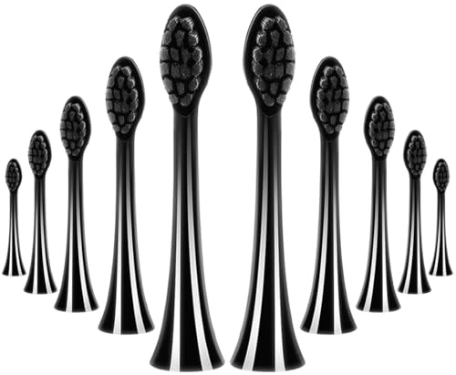 Têtes de Brosse à Dents Electrique Compatible avec My Variations, Lot de 10 têtes de rechange compatibles avec My Variations les brosses à dents électriques, noires