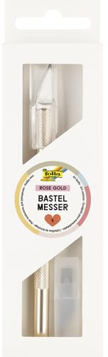 folia 23001 - Cuchillo de manualidades en oro rosa, de unos 10,5 cm de largo, juego de bisturís con 4 cuchillas incluidas, inoxidable, para trabajos de manualidades de gran precisión