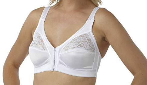 Women's Marlon Front Fastening Soft Cup Non Wired Bra Size 34-48 Cup B-E White (DD, White, 38)