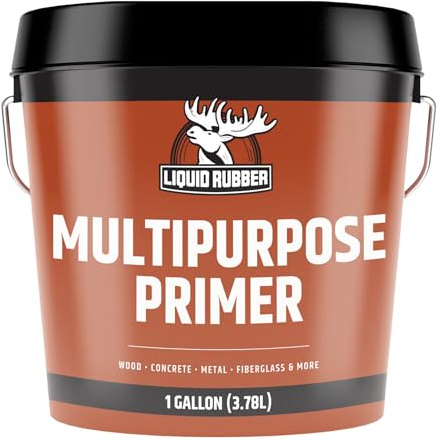 Liquid Rubber Multi-Purpose Primer - Use on Concrete and Wood, Water-Based Non-Toxic and Fast Drying, Easy to Apply, 1 Gallon