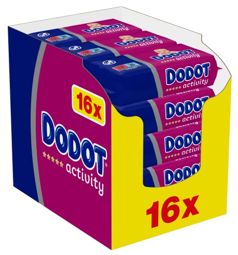Dodot Toallitas Activity para Bebé, 864 Toallitas, 16 Paquetes (16x54), Recuperan el pH Natural de la Piel