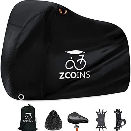 ZCOINS Housse de Vélo Haute Densité Imperméable pour 1 ou 2 Vélos, Housse de Vélo Légère et Durable pour Rangement Extérieur Résistant aux UV Anti-Poussière Protection pour VTT Avec Sac de Rangement