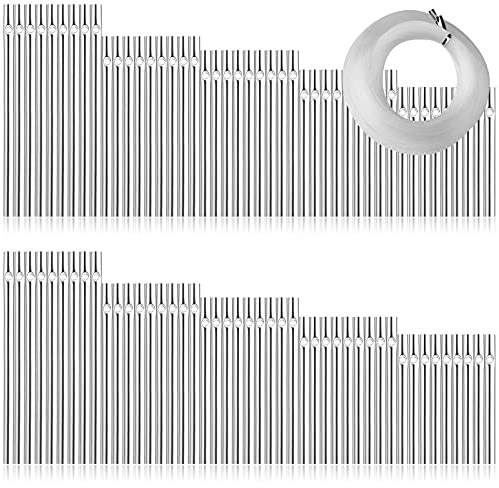 sansheng 90pcs Wind Chime Tubes for Home Garden Outdoor Hanging Decorations, Tone Empty Tubes with Wind Chime line 150 Yards(5 Different Length)