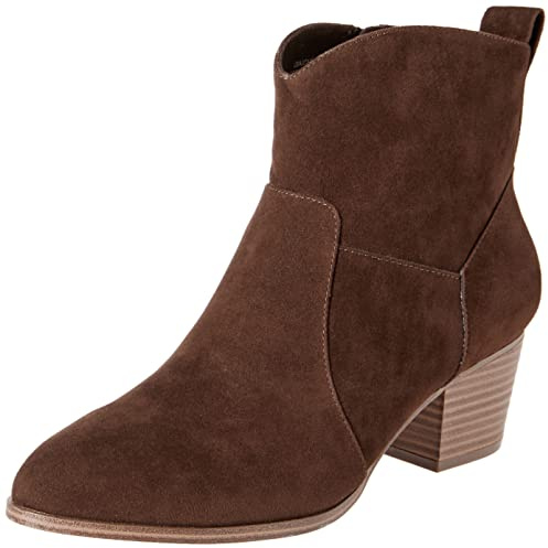 Amazon Essentials Damen Western-Stiefeletten Mit Gestapeltem Absatz, Dunkles Toffee Braun, 35.5 EU