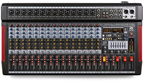 Power Dynamics PDM-T1604-16-Kanal-Mischpult mit Bluetooth, 380 Effekten, MP3-Player und mehr