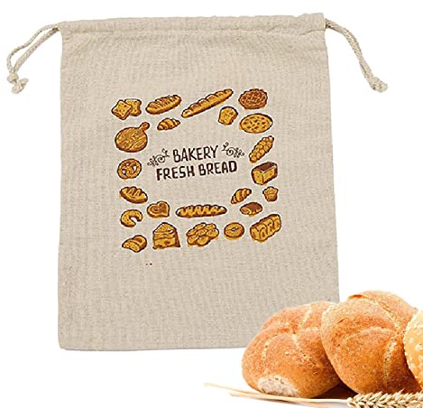 Firulab Pan Lino - Bolsas Almacenamiento Pan Reutilizables con cordón - Bolsas repostería Bolsas Almacenamiento Pan Bolsas Almacenamiento Alimentos caseros Regalo