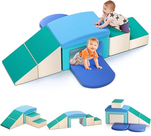Lischwert - Giochi per arrampicata,blocchi in schiuma, giochi educativi, percorso motorio, 6 mattoni giganti, costruzione del castello, età da 1 anno