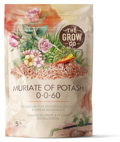 Muriate of Potash 0-0-60 Fertilizer, High Potassium Fertilizer for Plants, Ideal Plant Food & Potash Fertilizer for Plants - Boosts Growth of Turf, Shrubs, Trees, Flowers, Fruits & Vegetables, 5 lb