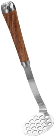 OUNONA Mini Stainless Steel Potato Masher Manual Smasher with Wooden Handle Fine Mashing Tool for Potatoes Pumpkin and Carrots