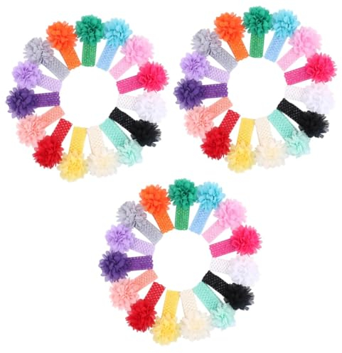 FOMIYES 36stücke Chiffon Blumen Haarband Für Mädchen Elastische Haarschmuck Für Neugeborene Für Geburtstagsfeiern Babyfotografie Und