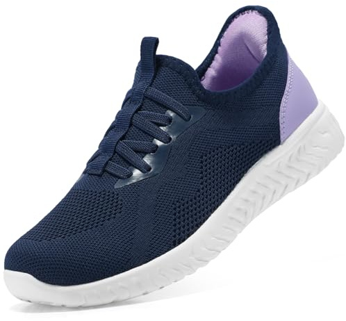 STQ Sneakers Donna Scarpe da Ginnastica Ortopediche Soft Memory Foam Comode Basse Leggere Supporto Arch Plantare Senza Lacci Antiscivolo Sportive Camminata Navy Blue 38 EU