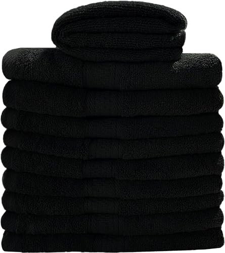 Myooka Badetuch Duschtücher Handtücher Saunahandtuch-Set Badehandtücher 100% Frottee Baumwolle 500g / m² | 50x100 cm oder 70x140 cm Grau, Schwarz, Lila oder Weiß (4er Set Schwarz, 50x100 cm)