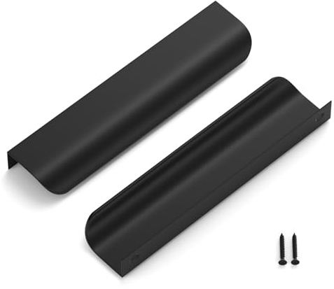 LONTAN 4 stycken dolda skåphandtag svart 160 mm handtag dold svart handtag list lådhandtag dolda möbelhandtag svarta kökshandtag dörrhandtag kök aluminium