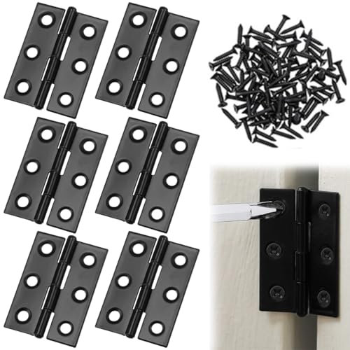 GHPKOTW 6 Pezzi Cerniera in Acciaio Inox 44x31 Mm - Per Pianoforte, Porte, Finestre, Armadi (Nero)