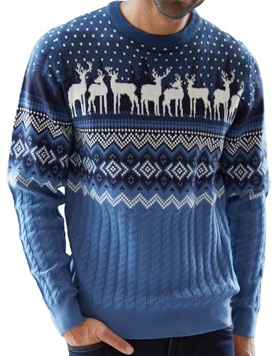 NOROZE Mens Unisex 70's Jumpers Sweater Retro Christmas Knitwear Top Sizes S-2XL