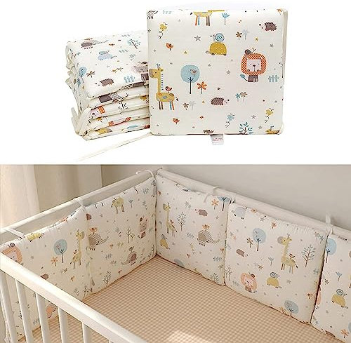 WGQR Baby Bettumrandung Nestchen 30x30cm, Rausfallschutz Bett Bettgitter Bettschutzgitter, Babybett Gitterschutz aus 100% Baumwolle mit Riemen, Bettumrandung/Polster für Laufgitter*B