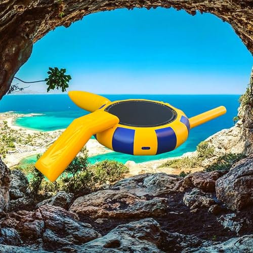 Dxysyldrun Trampolino Acquatico Gonfiabile, Trampolino Acquatico con Scivolo, Piattaforma per Tuffi, Parco Acquatico/Scala, Trampolino per Lago,10ft