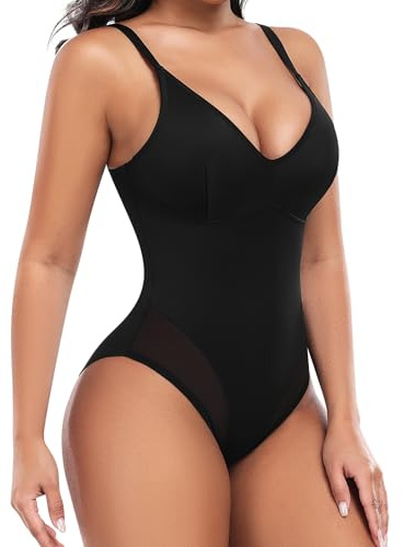Niwicee Body Gainant Femme Ventre Plat Gaine Amincissante Sculptante Bodysuit Shaper avec Soutien-Gorge Gaine Minceur Shapewear Invisible Corset Body Shaper avec Bretelles Réglable(Nero,M)