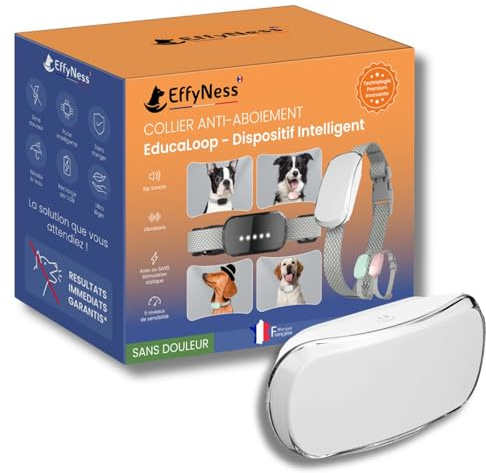 Collier Anti Aboiement Chien - Innovation 2025 : résultat Stop immédiat - Dressage Automatique - Réglable - 5 Niveaux - Rechargeable - sans Douleur - Petits et Gros Chiens - EducaLoop (Blanc)