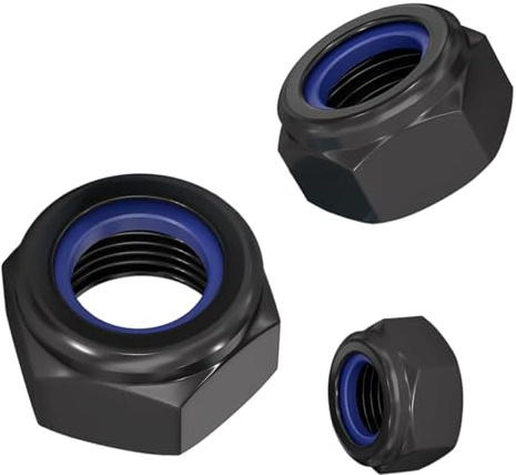 HAISHANG 30 Pezzi Dadi Autobloccanti Esagonali M6, Dadi di Bloccaggio Nero in Acciaio Inossidabile A2 V2A DIN985 con Anello in Nylon per Viti, Bulloni e Barre Filettate