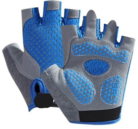 GOXQIT Guanti da golf mezze dita 2 paia for bambini Guanto for mano sinistra destra for bambino traspirante for sport all'aria aperta per Adulta(Blue,M)