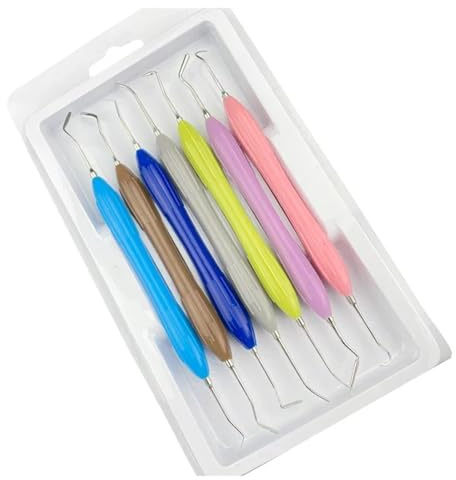 Kit de espátulas for relleno de resina compuesta dental, 7 o 10 piezas, juego de reparación estética, mango antideslizante de silicona con caja de esterilización.(7Pcs-set)