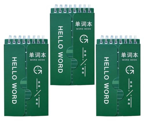 Veemoon Vocabulary Writing Notepad 3Pcs Green Paper English Word Notebook Students Stationery for School Use