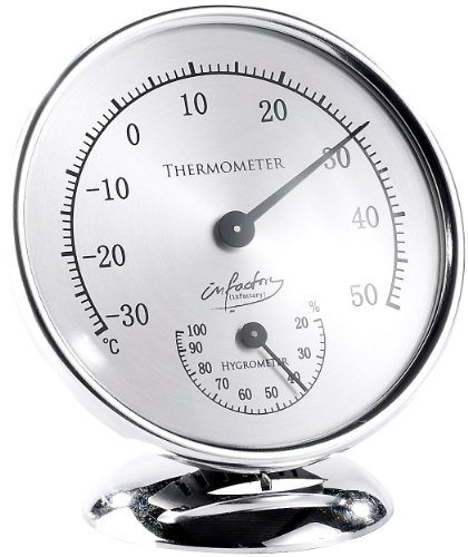 infactory Zimmerthermometer analog: Analoges Thermometer mit Hygrometer, 10 cm (Innenthermometer analog, Thermometer innen, Außenthermometer Fenster)