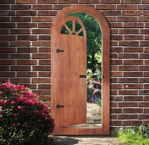 6ft x 2ft 8in Garden Glass Illusion Mirror Gate in Brown Frame - by Reflect™
