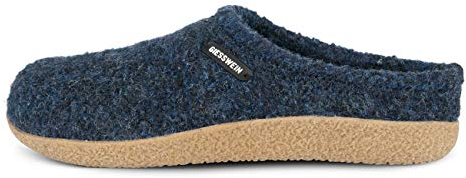 GIESSWEIN Hausschuh Veitsch - In-/Outdoor Filzpantoffeln für Männer & Frauen, Leder Fußbetteinlagen, Warmer Unisex Hausschuh, Robuste Pantoletten, rutschfeste Woll-Hausschuhe,Ocean Blau,46 EU