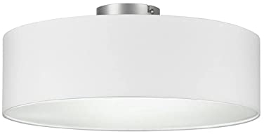 Runde zeitlose Deckenleuchte mit Stoffschirm in Weiß Ø 40cm - satinierte Abdeckung für blendfreies Lichtambiente