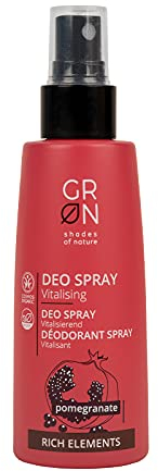 Cosmétiques Biologiques GRN[Green] - Déodorant Spray Vitalisant - Grenade Biologique - Sensation de Peau Fraîche - sans Sels d'Aluminium - Végétalien - 75 Ml