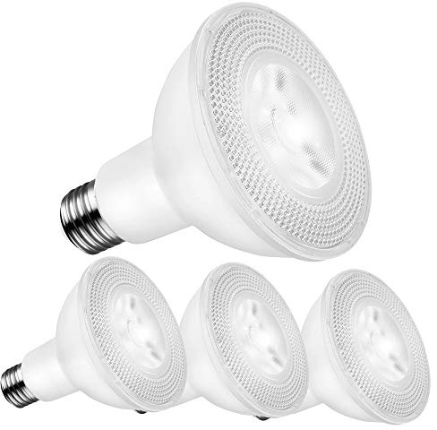 KENESCALR PAR30 LED Long Neck Flood Light Bulbs, 5000K Daylight White Dimmable Spotlight, 12W=75W Halogen, 1200LM E26 Base 40 Degree, Indoor/Outdoor, 4 Pack